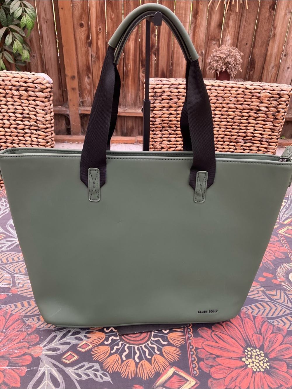 Allen Solly Army Green PU Tote Laptop Bag